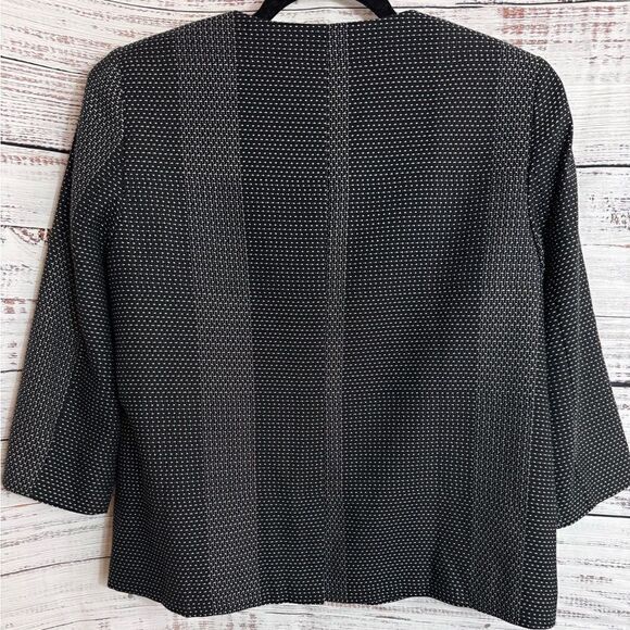 Eileen Fisher jacket Womens Sz M P tweed open Neck Blazer cotton Woven Patterns - Picture 5 of 10